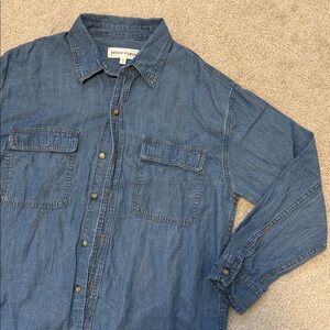 Denim Forum Sade Denim Linen-Blend Oversized Shirt Size 2 (S/M)